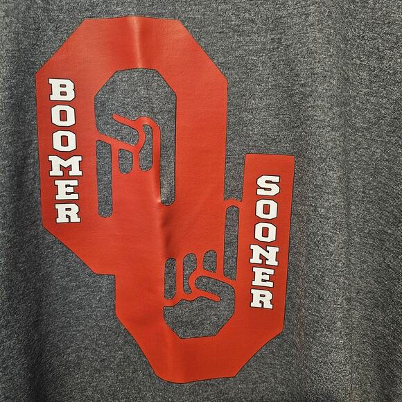 Oklahoma University OU T-Shirt Mens XL Gray Only One Horns Down Boomer Sooner - Picture 2 of 6